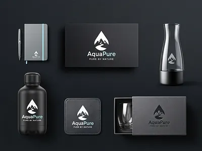 AquaPure — Mountain Drop logo branding clean eco modern nature premium pure sustainable water wellness