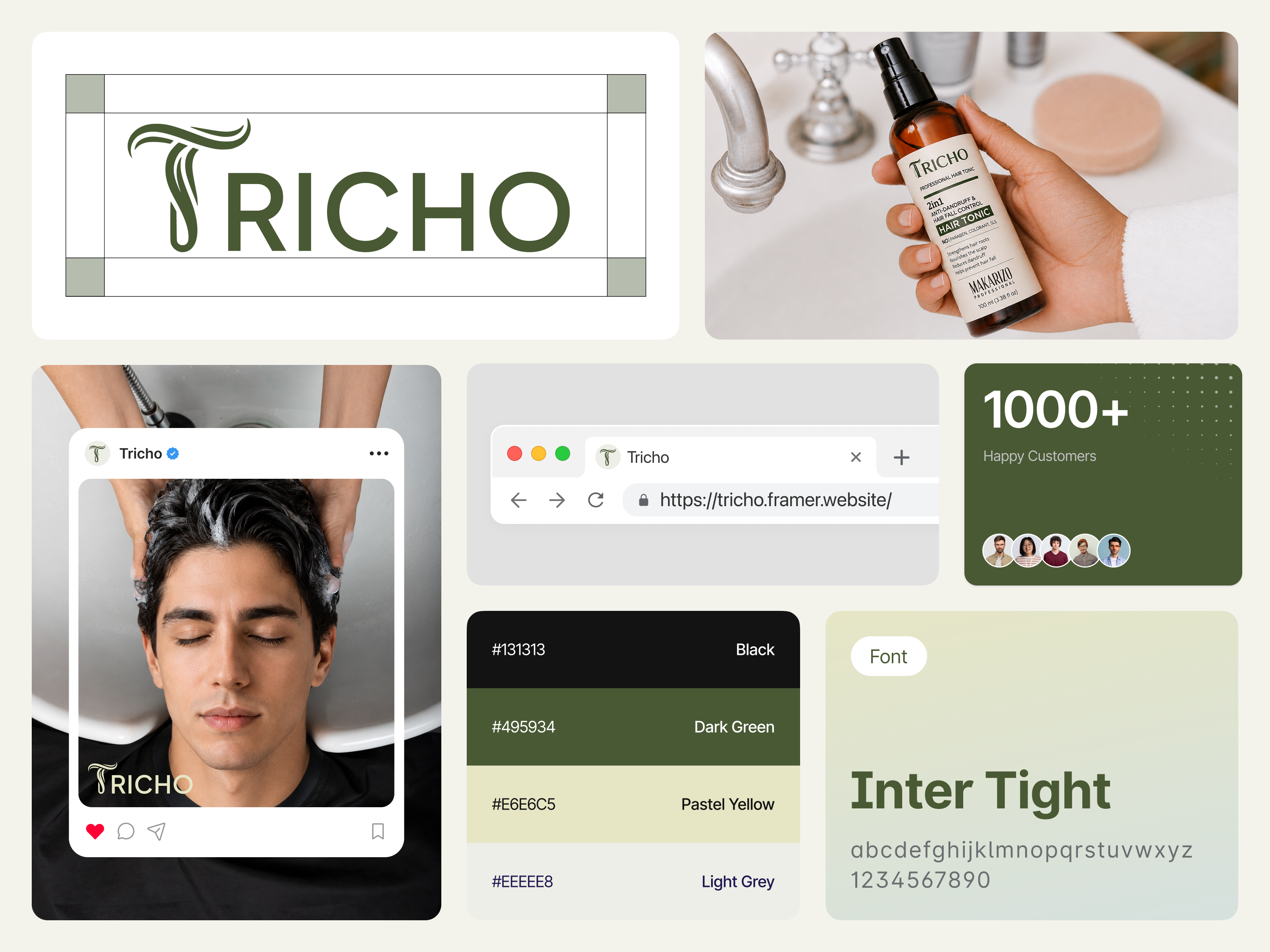 Brand Identity Tricho branding hair healthy ui website