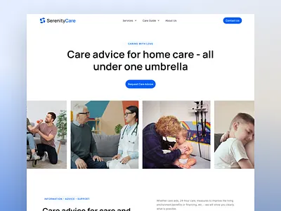 SerenityCare - Medical Homecare Website clean clinic design doctor figma framer health health care homepage landing page light medical mobile responsive template ui ux web app webflow website