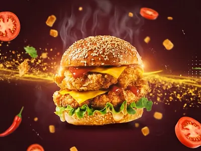 Epic Crispy Chicken Burger Ad Fast Food Motion Graphics burger animation design burger commercial video burger showcase animation cinematic food advertisement commercial motion graphics creative fast food ad crispy chicken burger ad digital food campaign engaging burger advertisement fast food advertising strategy fast food motion graphics food content creator food marketing content product advertising professional video editing restaurant branding video restaurant promo video social media commercial viral food commercial youtube food commercial
