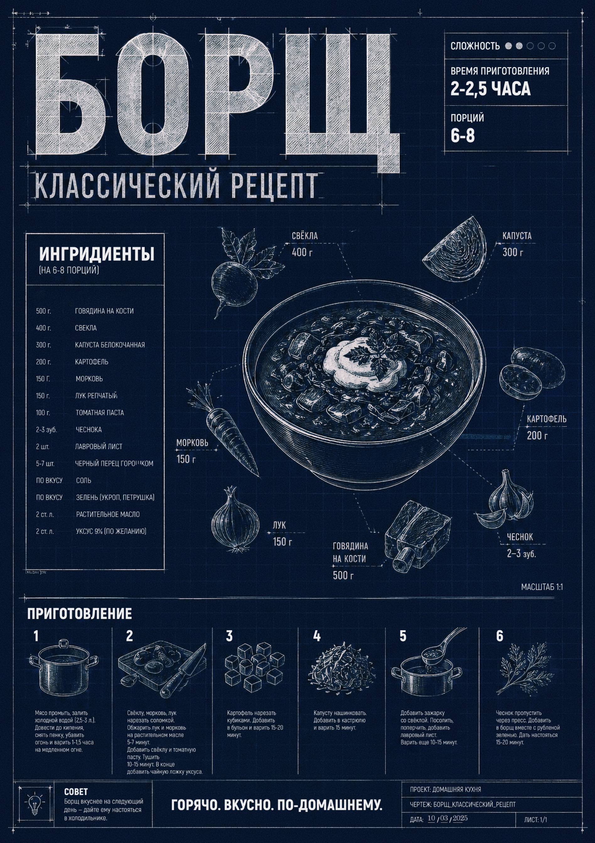 poster РЕЦЕПТ БОРЩА branding design dribbble graphic design illustration poster typography