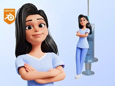 Cartoon nurse 3D model 3d 3d model belnder blender branding cartoon character cute doctor health healthy illustration illustrations medicine nurse stylized