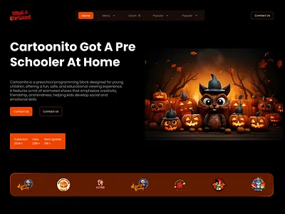 Cartoonito Animation Landing Page animation cartoon ui kids kids interface kids view live stream live streming media platform modern ui movie streaming web app ott platform stream streaming streaming platform tv video on demand video platform video streaming videoplatform visual identity