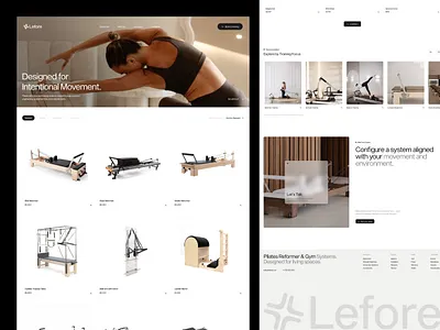 Lefore — Minimalist Fitness Tool Ecommerce Product Page Website clean ecommerce fitness grid layout landing page luxury modern website pilates product catalog product page product website shopify shopify website ui ui design web design website website design wellness wellness website