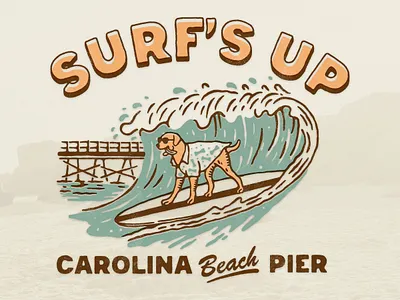 T-shirt design for Carolina Beach Pier artwork branding design graphic design illustration merch merch design retro design surf tshirt design vintage vintage design