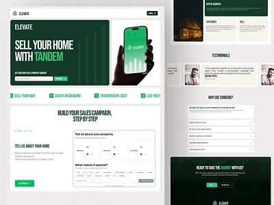 Elevate Real Estate Landing Page Design ai landing page app design app ui design figma framer framer landing page marketing landing page design template design ui ui design uiux