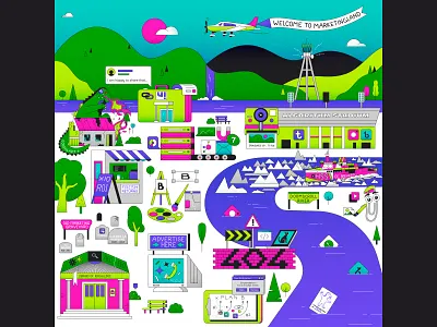 Website illustration - Frive Marketing branding design illustration internet map marketing marketingland socialmedia vector