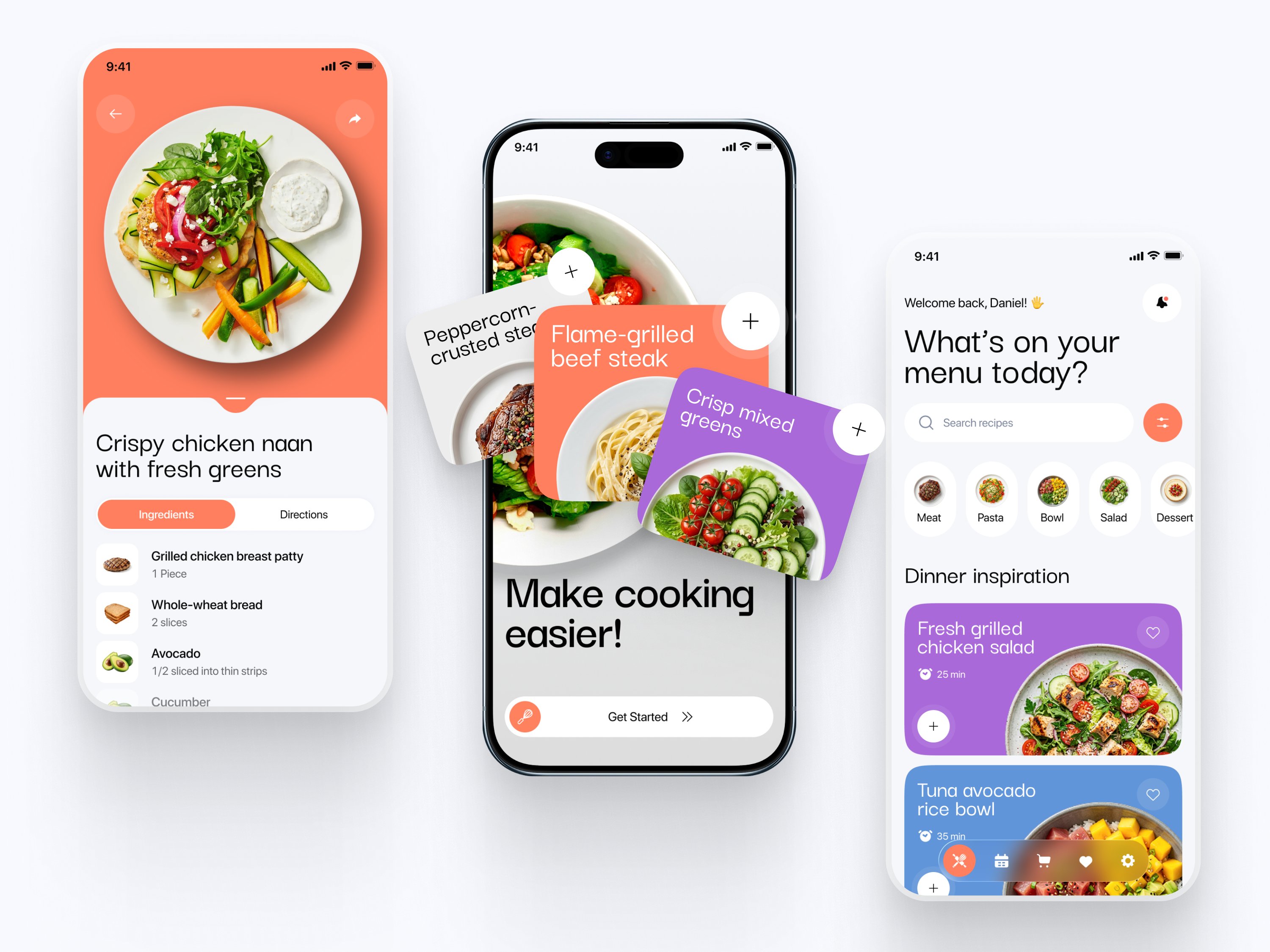 Food Recipe App appdesign design foodapp mobileapp mobileui product recipeapp ui uiux userinterface webdesign