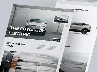 Luxury EV landing page automobile black and white blue car car landing page clean minimal figma images interactive design landing page motion technology ui