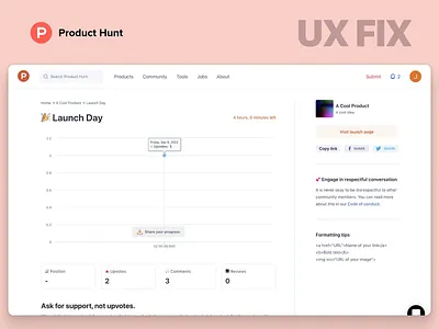 Product Hunt Launch Day Dashboard UX Redesign accessibility app redesign b2b best ux design agency dashboard design interaction design product design product design agency product hunt redesign saas saas dashboard ui design usability ux fix ux optimization ux redesign web app design