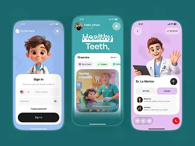 Dental Mobile App Design app dental dental clinic digital health doctor app interface service startup ui ux web
