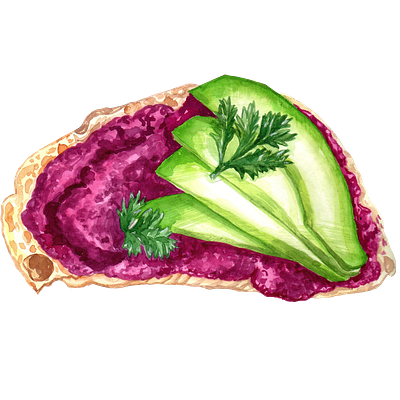 Watercolor bruschetta illustration avocado branding bread bruschetta design food illustration logo testy watercolor clip art