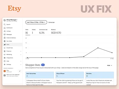 Etsy Dashboard UX Redesign accessibility analytics dashboard app redesign best ux design agency dashboard design dashboard ux data visualization etsy interaction design product design product design agency redesign saas saas dashboard design saas redesign ui design ux fix ux optimization ux redesign