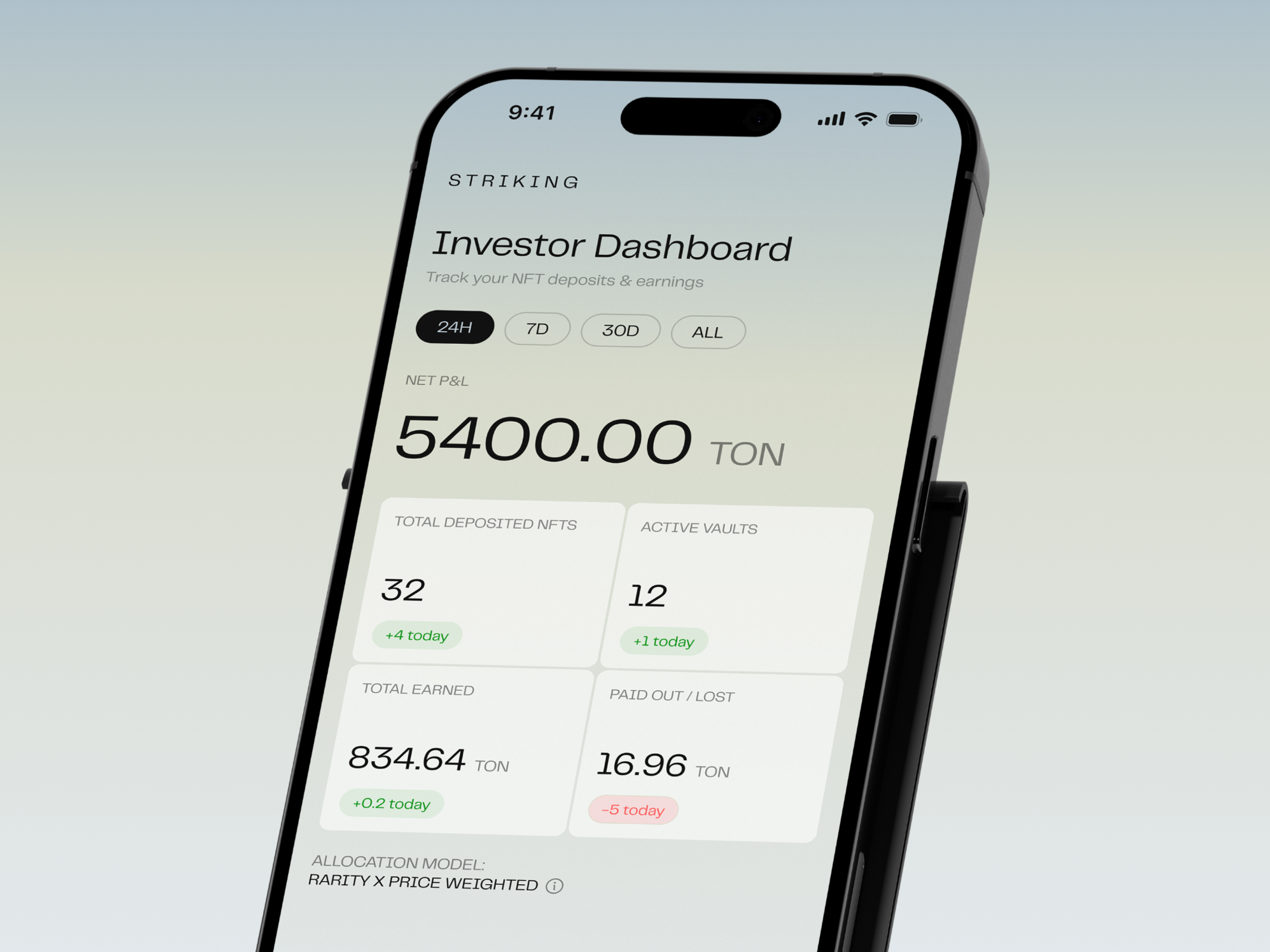Striking | NFT Investor Dashboard | Mobile UI for TON Blockchain