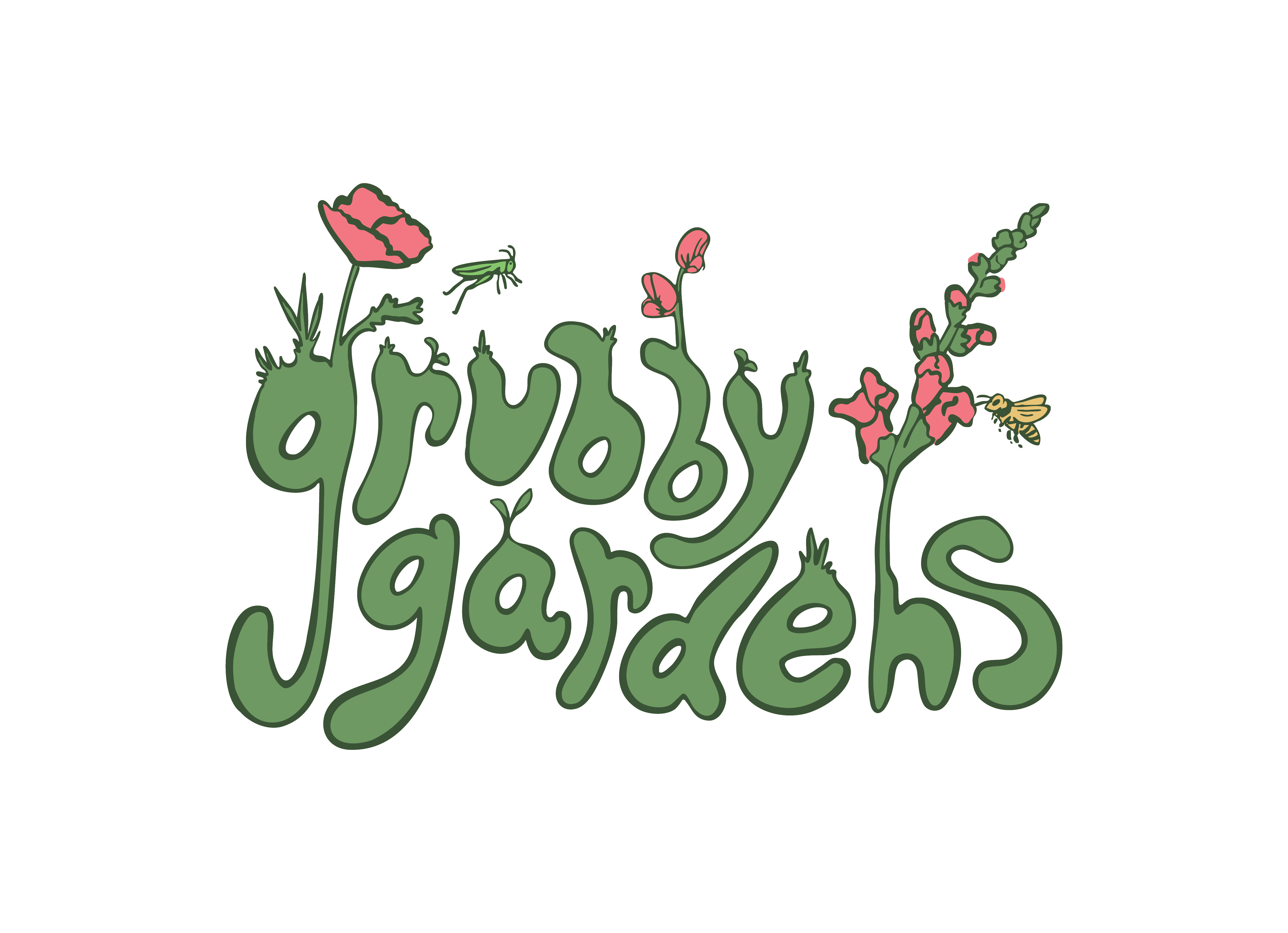 Grubby Gardens Illustrated Logo brand guide branding design graphic design hand drawn hand lettering illustrated logo illustration logo procreate typography vector