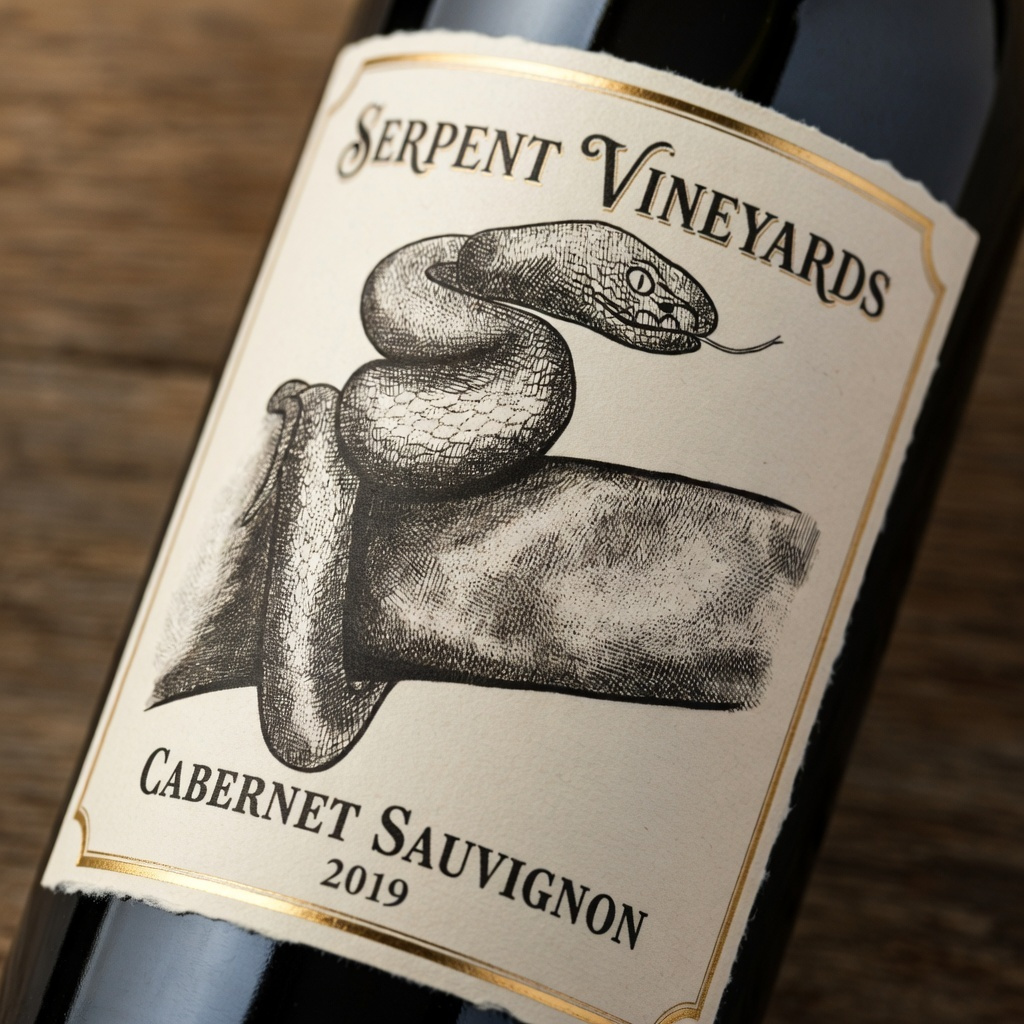 Wine Label Design branding design illustration illustration digital label label design line art minimalistic snake wine wine label