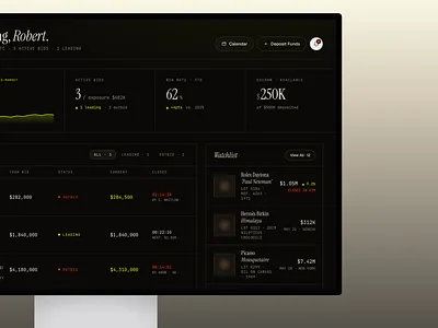 Meridian – Luxury Auction & Portfolio Dashboards 3d branding design graphic design illustration logo productdesign ui user experience user interface ux uxui vector