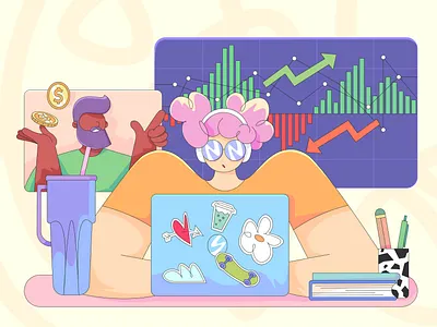 Crypto Academy 2d character concept design illustration vector visual