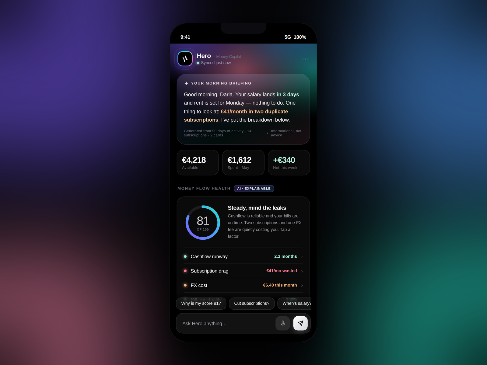AI Copilot for Neobanking — Mobile Dashboard