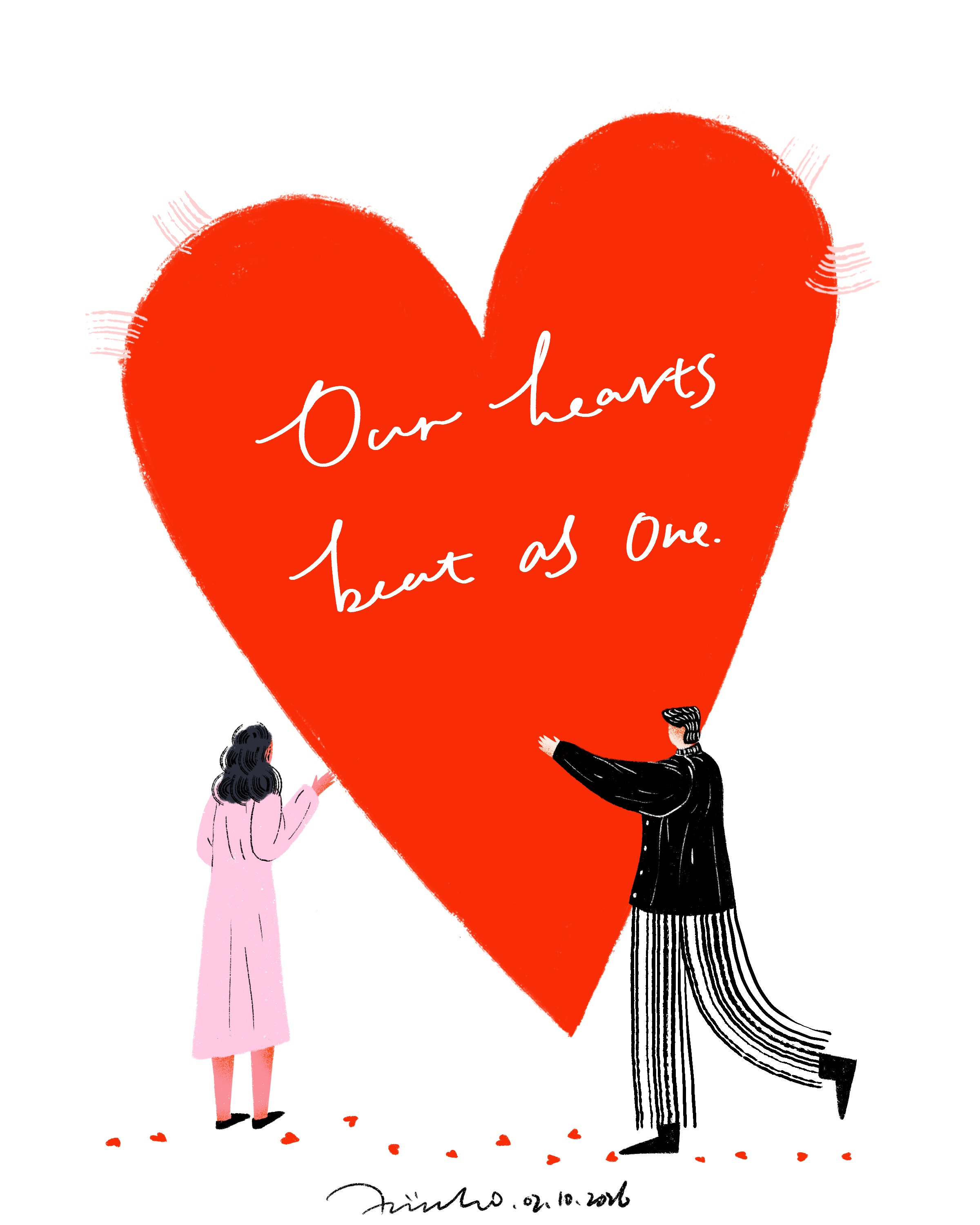 Our hearts beat as one art artwork digital art digital illustration drawing illustration procreate