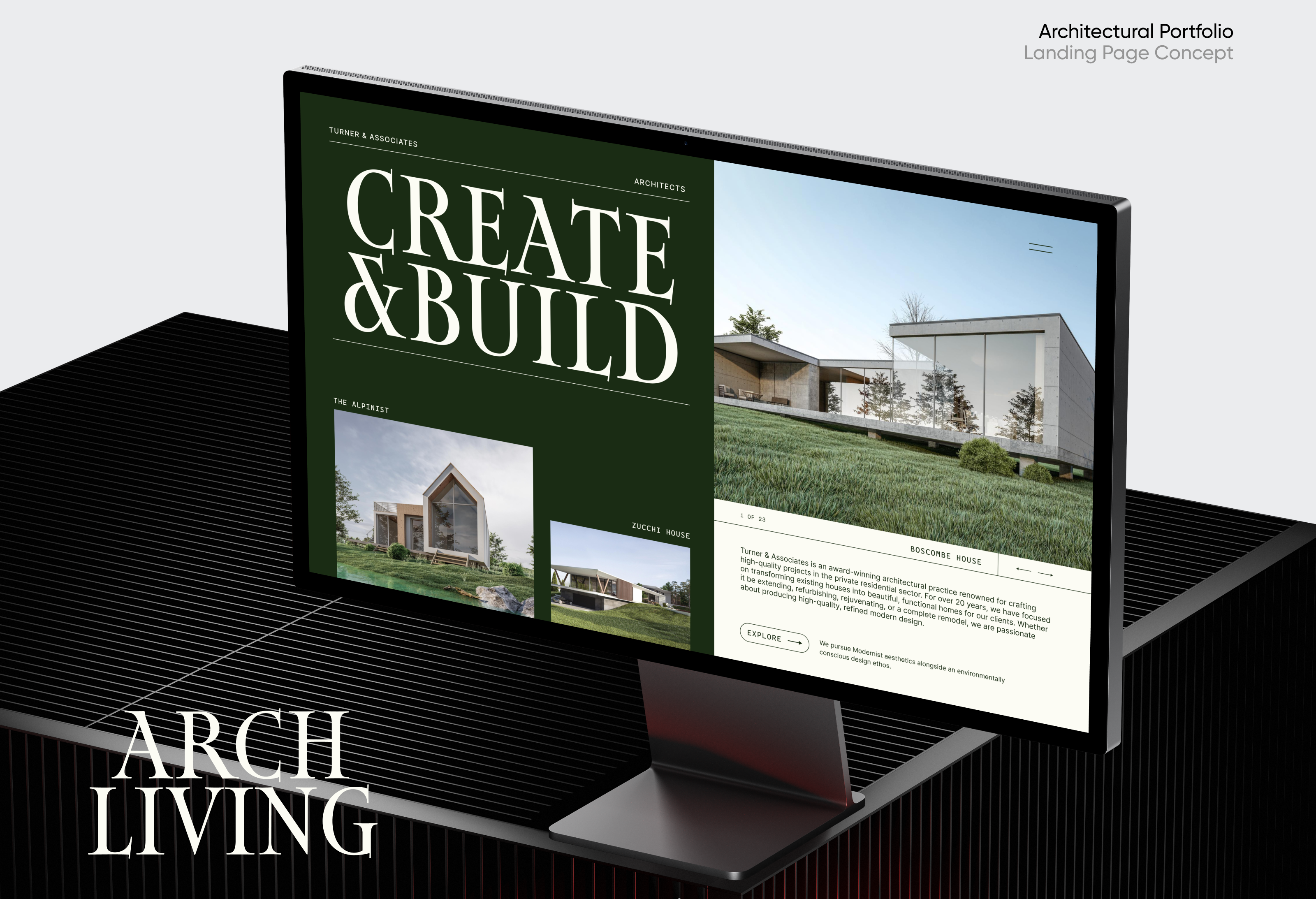 Arch Living — Architectural Portfolio Landing Page agency agent architecture branding company designer framer house interior landing living page portfolio property residence ui webflow website wordpress