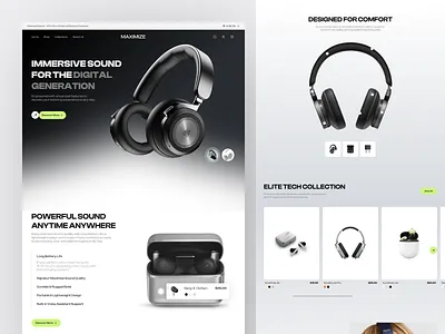 Maximize - Digital Marketplace Landing Page audio digital marketplace e commerce earphone ecommerce headphone headset landing page marketplace online store product shop shopify sound speaker store ui ux web design website