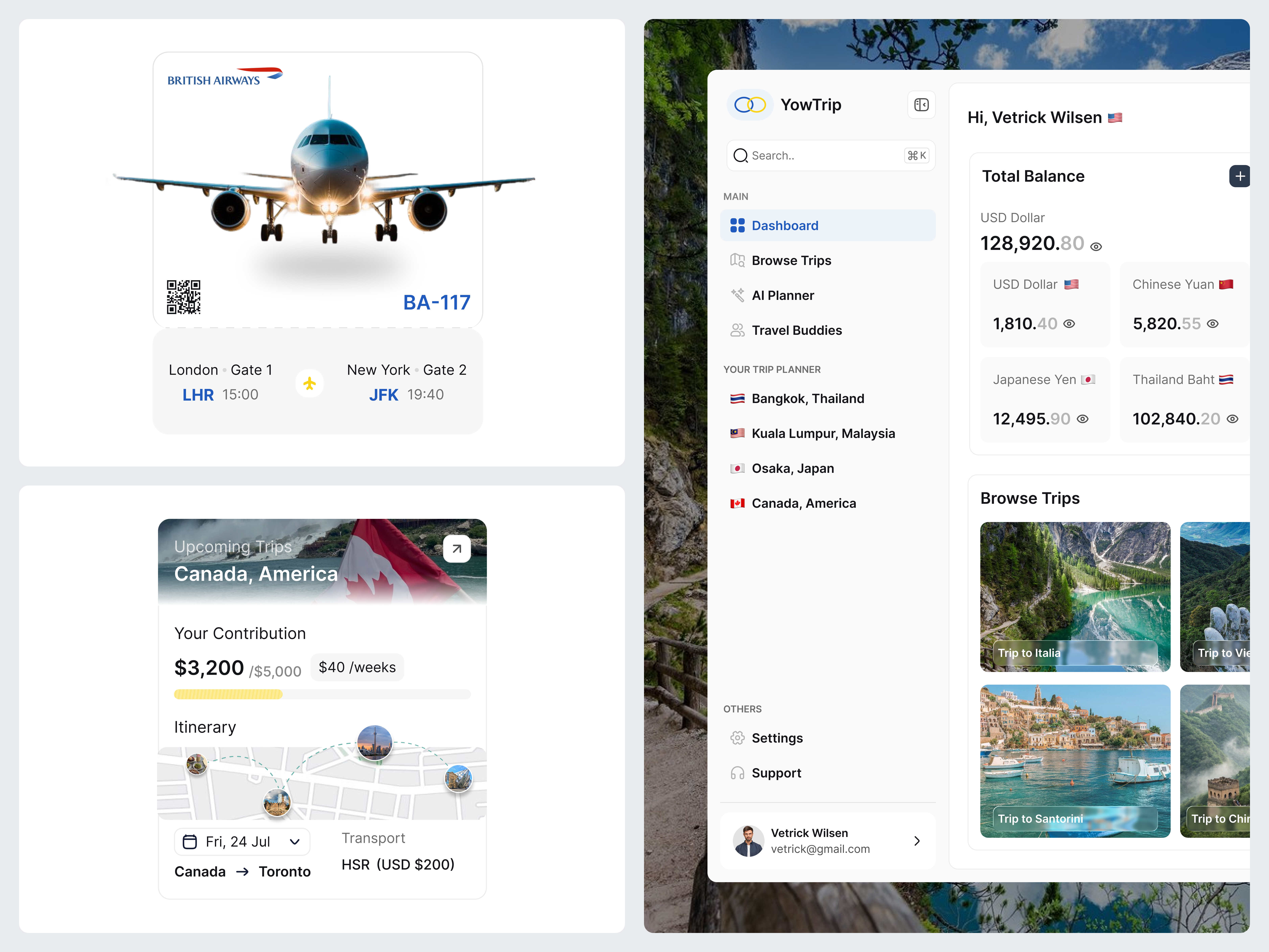 AI Travel Planner Dashboard UI ai planner ai travel booking dashboard budgeting dashboard dashboard design design yow finance dashboard itinerary dashboard itinerary ui productivity app saas saas dashboard travel app travel booking travel budget travel dashboard trip planner web app webdesign