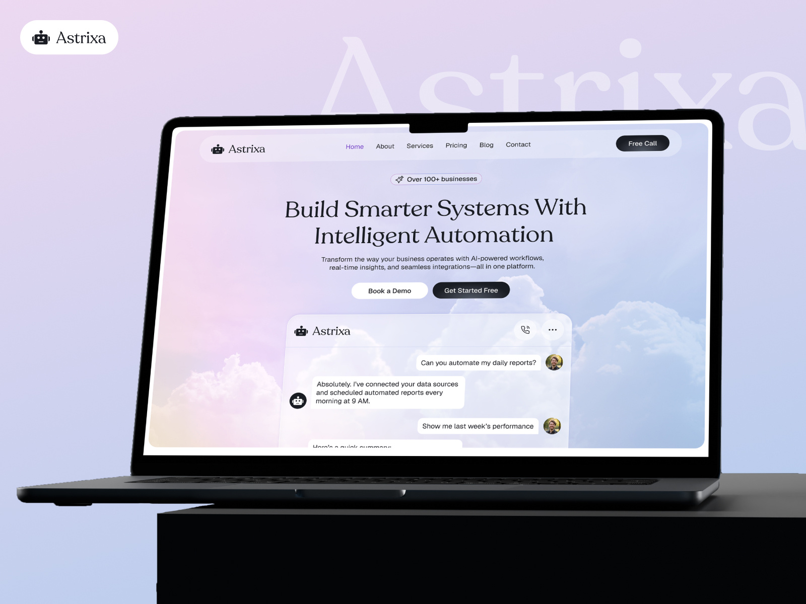 Astrixa AI SaaS Website Design ai agent website ai assistant ai assistant platform ai chatbot website ai customer service website ai website design branding cro landing page design interaction saas ai landing page ui web design