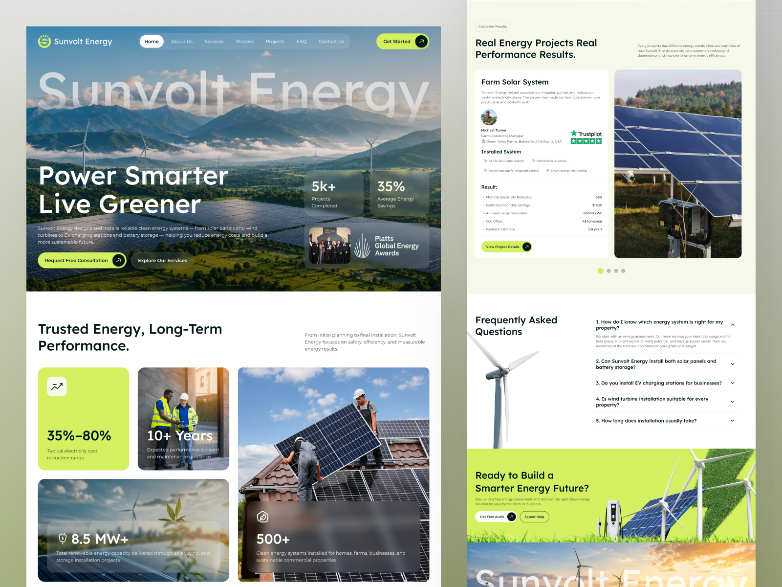 Sunvolt Energy, Clean & Smart Renewable Energy Landing Page branding cleanenergy energyconsulting energystorage evcharging figmadesign greenenergy landingpagedesign renewableenergy smartenergy solarenergy solarpanels sustainability uidesign uiux uxdesign webdesign websitedesign windenergy windturbines