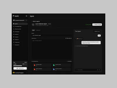 Agently: AI Agent Setup Panel ai interface ai workflow app design black ui chatbot ui clean dashboard crm ui dark dashboard dark theme dashboard ui futuristic ui interface ui minimal dashboard modern product product ui saas platform startup product ui design uiux web dashboard