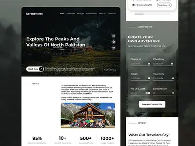 SereneNorth — Travel Website UI mobiledesign responsive travelwebsite ui uiux uxdesign webdesign