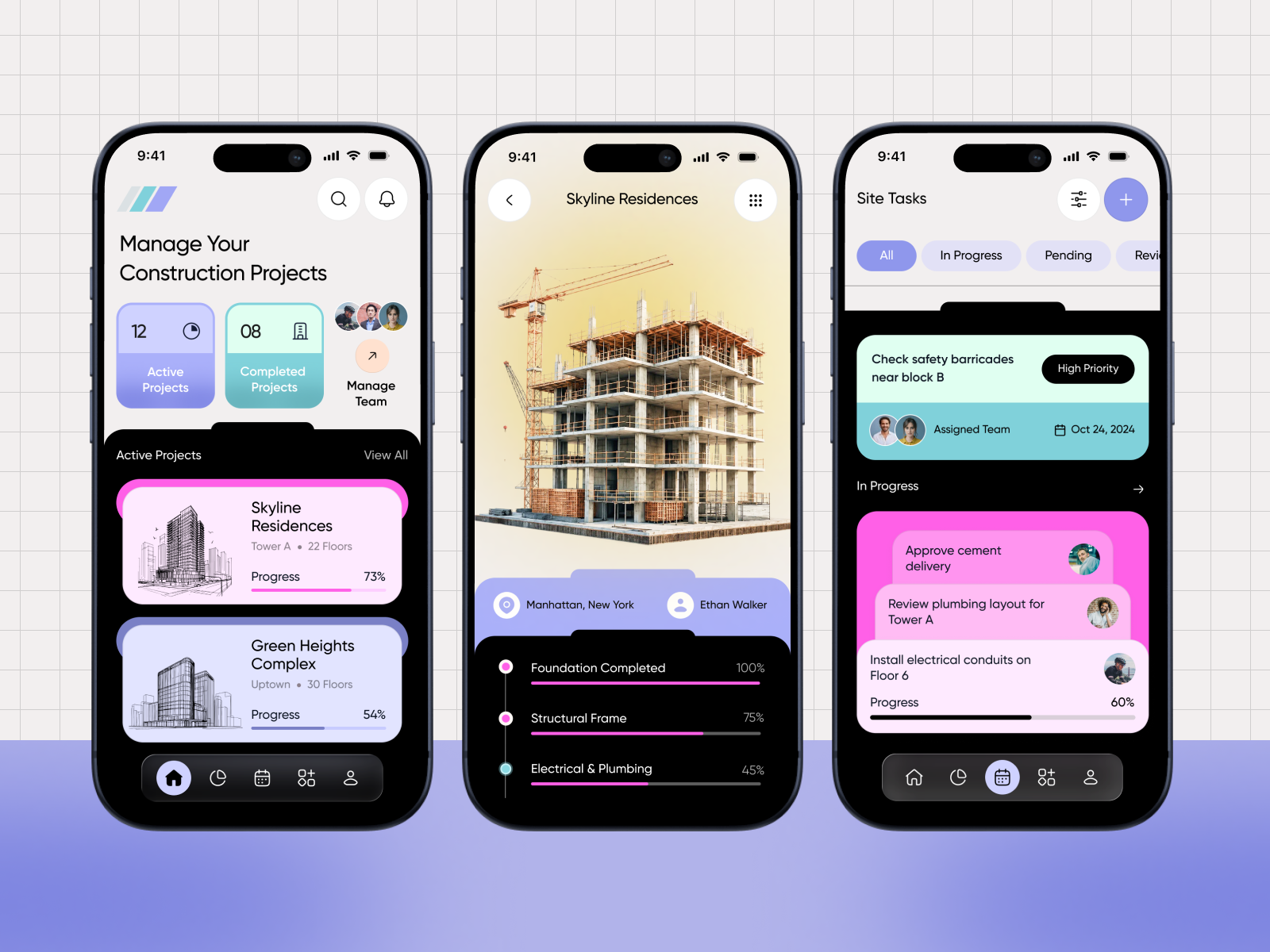 Smart Construction Management App b2b builder management system construction app construction management app construction management software construction project construction tracking app property real estate real estate construction real estate development saas saas web app site management ui ui design ux