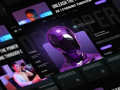 Coding Bootcamp Landing Page ai bootcamp bot code coding design developer development e learning futuristic interface landing page programming saas tech education technology ui ui design website