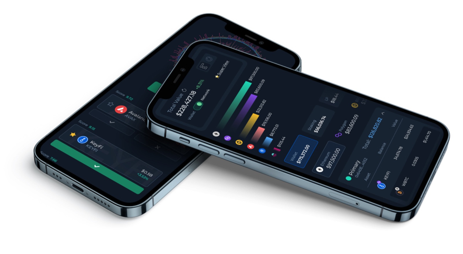 DeFi app on mobile - dark theme