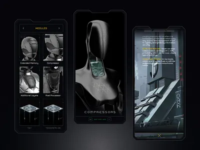 Web3 NFT Platform – Mobile UI, Sci-Fi Visuals 3d 3d render cg dark mode futuristic interface mobile modern ui nft product design scifi ui ui design ui ux ui ux design user interface ux design web3 web3 design