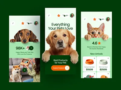 Pet Products Store Mobile UI Design app design creative ui cute ui ecommerce design ecommerce ui ios mobile app mobile app design mobile ui pet app pet care pet shop pet store product design shop app shopping app startup design ui design ui ux design ux design