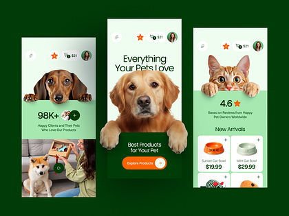Pet Products Store Mobile UI Design