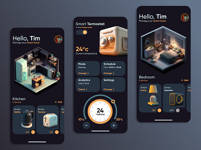 Smart home app 3d app art concept design graphic design ui uiux ux web web design