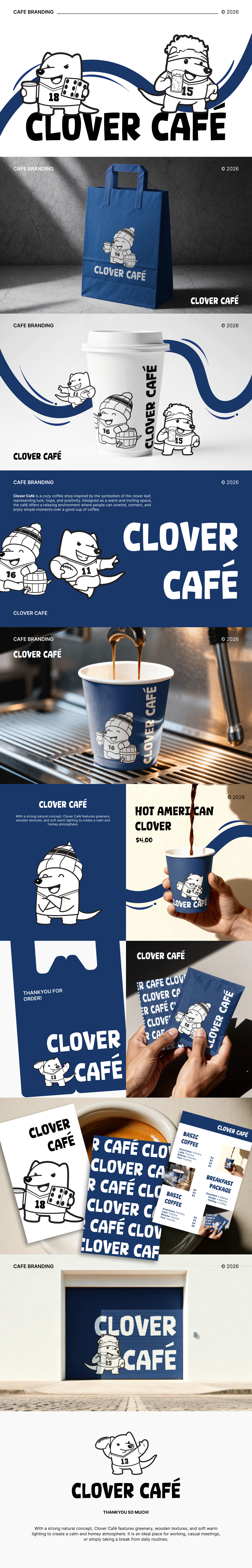 Clover Cafe - MASCOT DESIGN & CAFE BRANDING brand design brand identity branding digital art graphic design illustration logo logo design mascot design socialmedia
