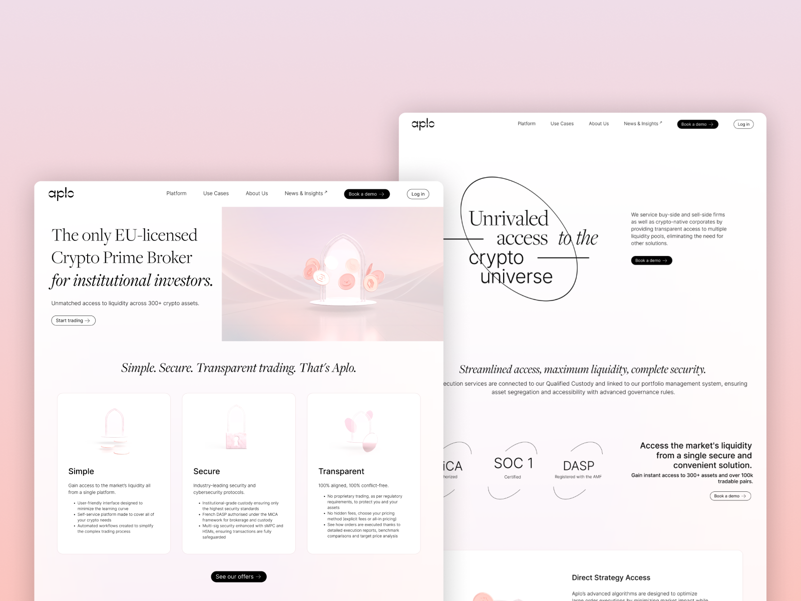 Aplo: Bridging Crypto Complexity With Strong Institutional Trust branding crypto custom illustration digital design fintech layout system visual identity web design