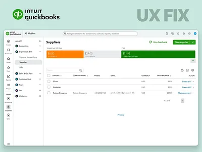Intuit QuickBooks Suppliers UX Redesign app redesign best ux design agency dashboard design dashboard redesign intuit quickbooks product design product design agency redesign saas saas design saas design agency usability ux fix ux optimization ux redesign wcag web app design
