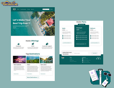 Vacation booking website design figma plans travel ui vacation website