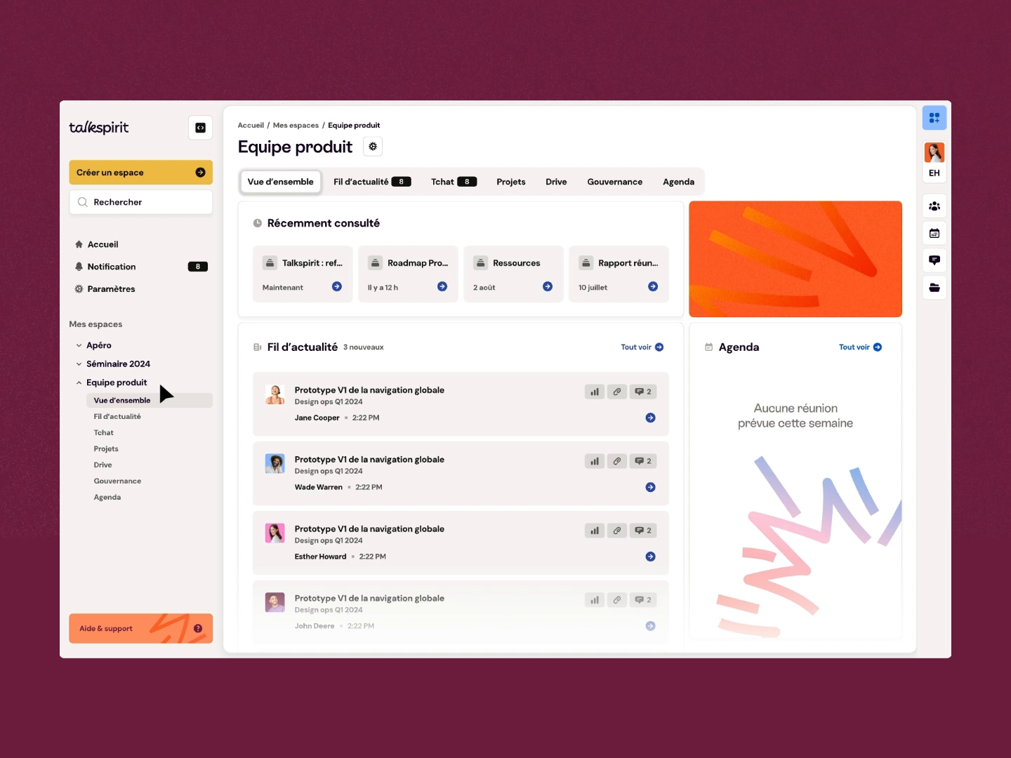 Example of Talkspirit Product - Apps suite