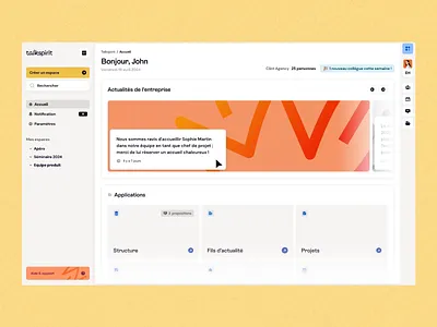 Talkspirit Product - Home app app suite application design home homepage ignite interface product product design suite tools