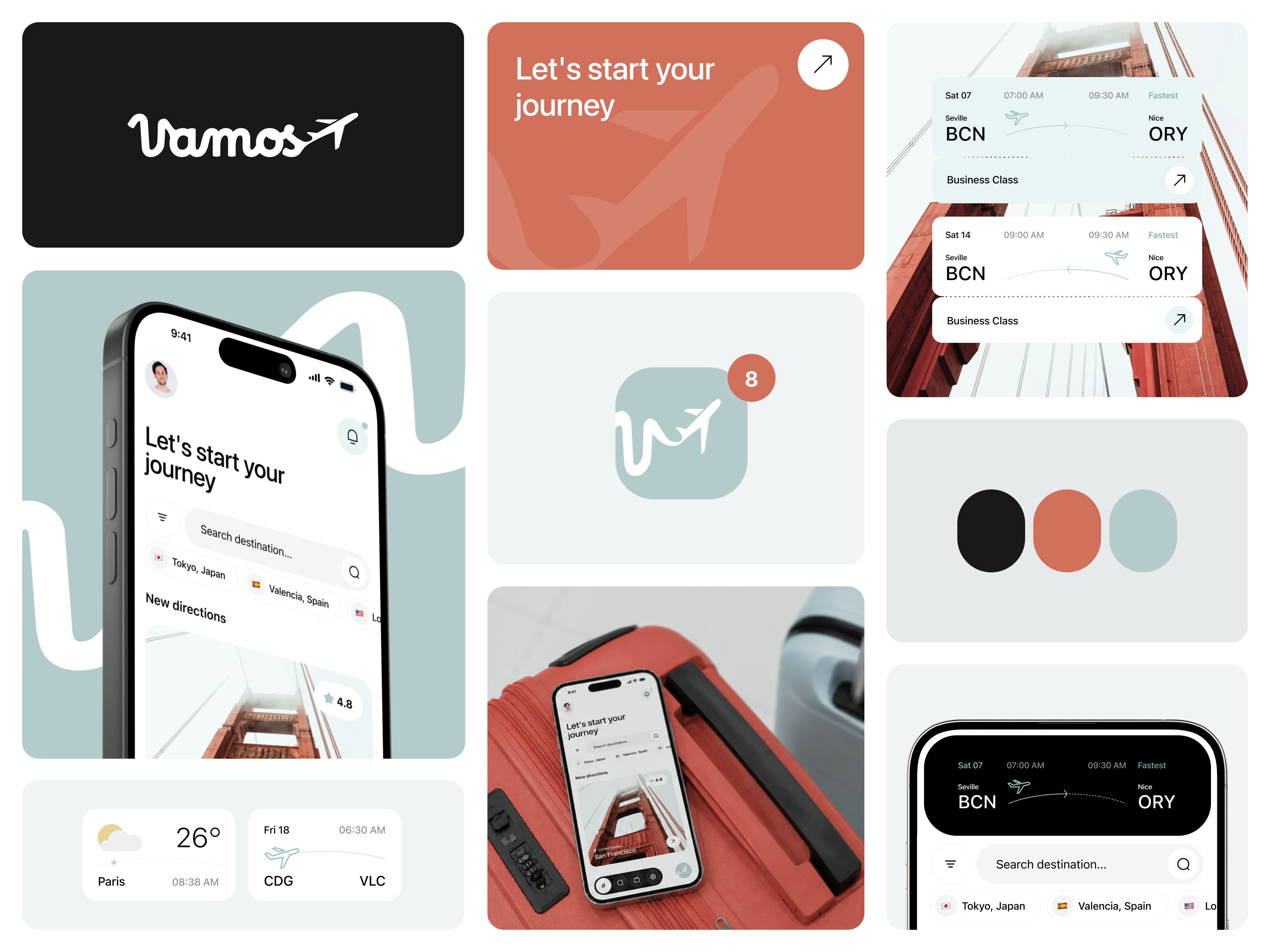 Vamos - Travel Mobile App: Logo & Brand Identity Design