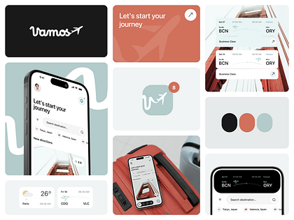 Vamos - Travel Mobile App: Logo & Brand Identity Design