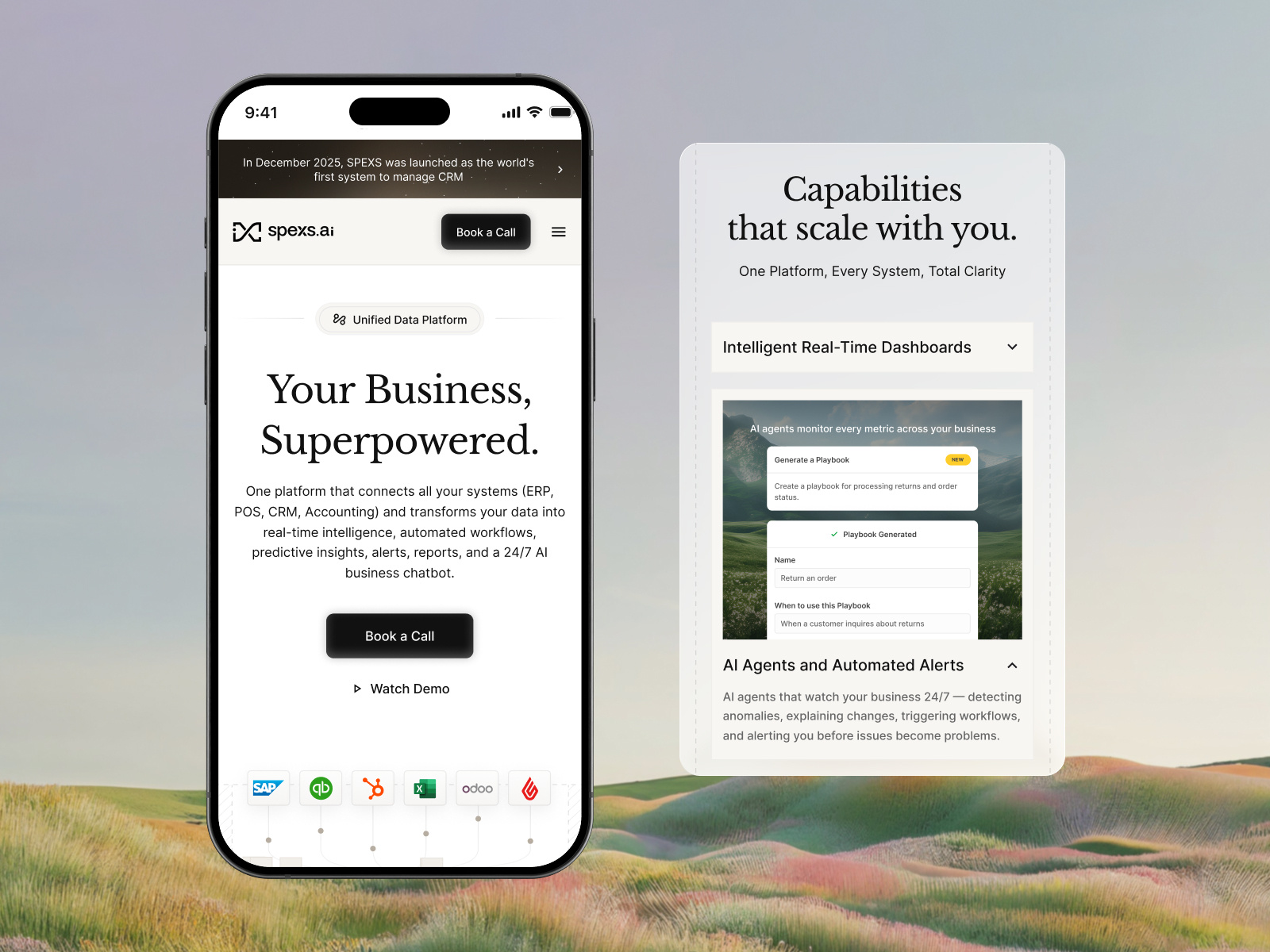 Spexs ai website design ai saas automation tools conversion design crm integration dashboard dashboard ui data platform design erp system figma interaction design landing page design minimal design product design saas landing page startup website ui design ui ux ux design web design