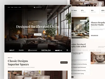 Luxury Interior Design Website UI bold design branding clean design clean ui creative design ecommerce design ecommerce ui figma design furniture website home decor interior design landing page luxury design minimal ui modern website product design ui design ux design web design inspiration web ui