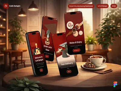 Café Delight Onboarding Screen ai app apponboarding cafe delight cafe design coffeeapp darkui design food delivery mobile app mobiledesign product design sora font ui ui design ux uxdesign