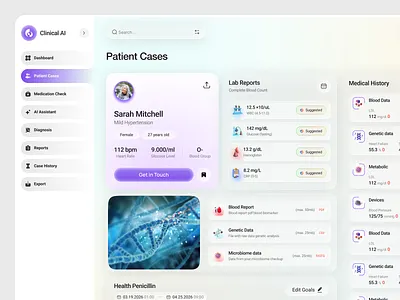 Futuristic Clinical AI Dashboard – Healthcare SaaS UI admin panel ai dashboard ai healthcare ai ux app clinical dashboard design digital health futuristic ui health monitoring healthcare healthcare ui medical medical dashboard medtech saas dashboard ui web web app web design